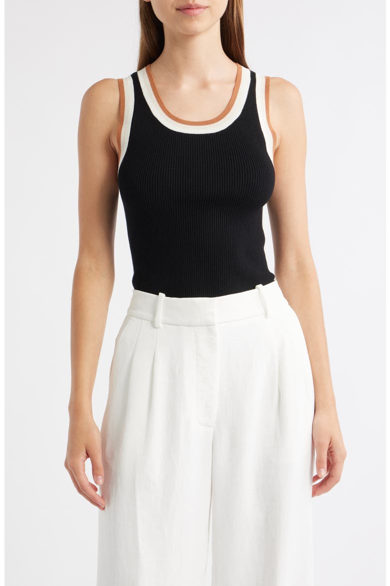 Crochi Rib Tank Top, Main, color, BLACK