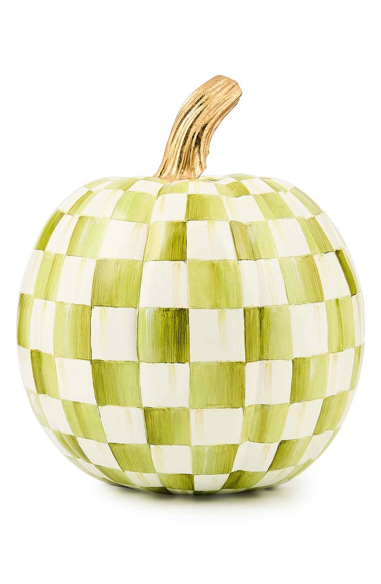 MACKENZIE CHILDS Moss Check Small Pumpkin, Main, color, Green