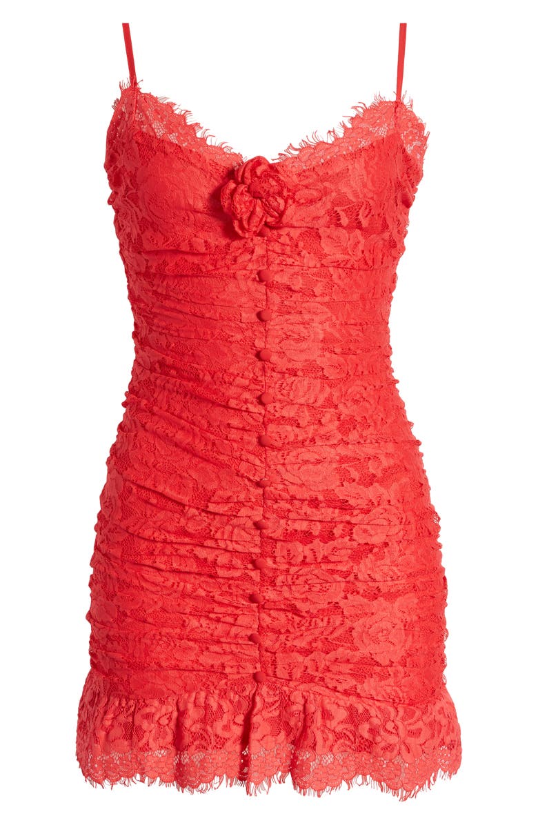 For Love & Lemons Della Center Ruched Lace Minidress, Alternate, color,