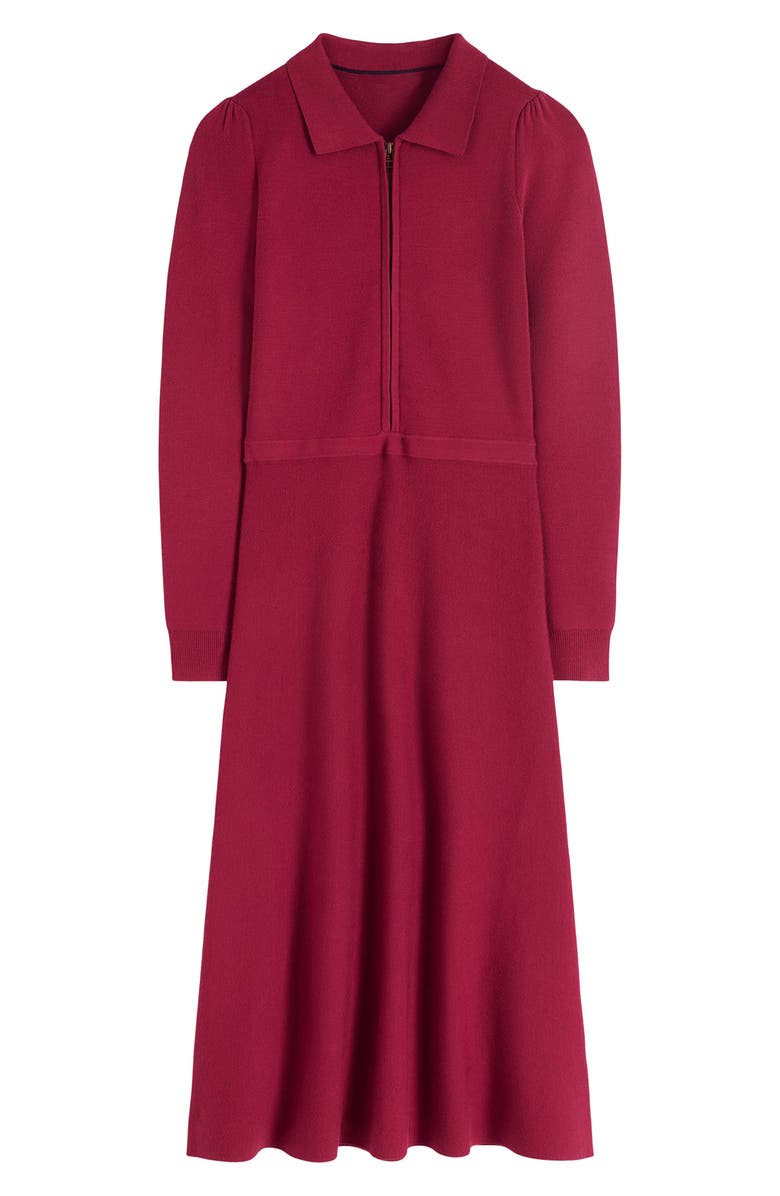Boden Fiona Zip Front Long Sleeve Knit Dress, Alternate, color, Ruby Red