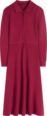 Boden Fiona Zip Front Long Sleeve Knit Dress