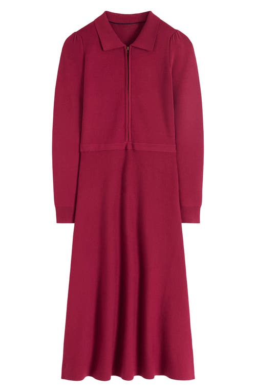 Boden Fiona Zip Front Long Sleeve Knit Dress In Red