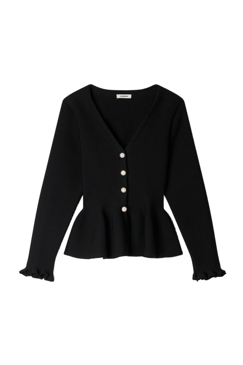 Peplum cardigan, Alternate, color, Black