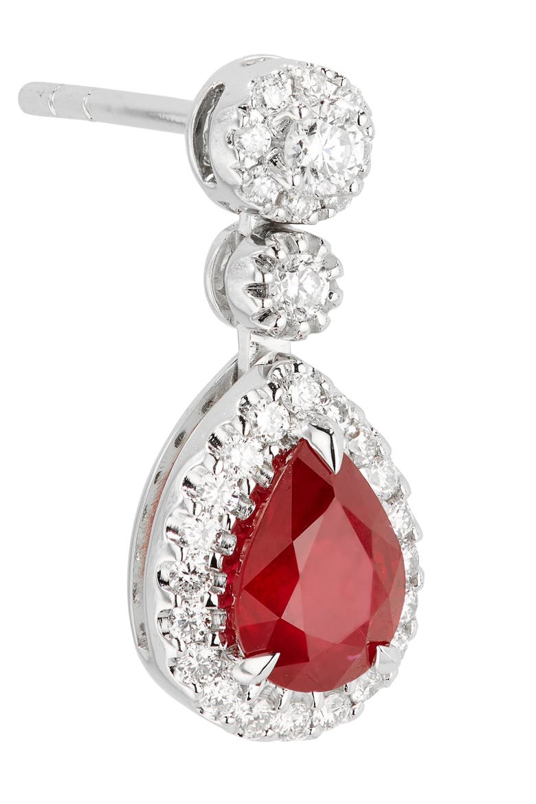 Ruby & Pavé Diamond Drop Earrings, Alternate, color, WHITE GOLD/ RUBY/ DIAMOND