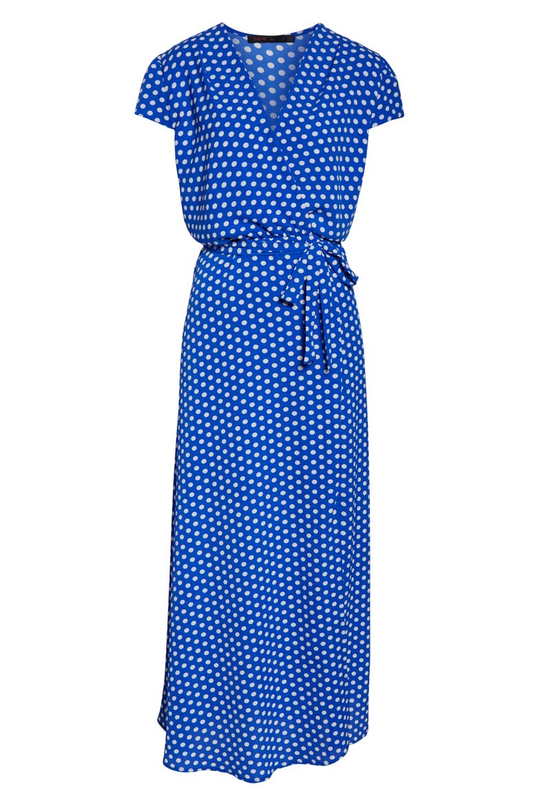 Polka Dot Faux Wrap Maxi Dress, Alternate, color, CELIN