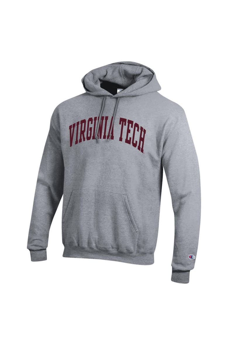 Men's Champion  Heather Gray Virginia Tech Hokies Basic Arch Fleece Pullover Hoodie, Alternate, color, Heather Gray