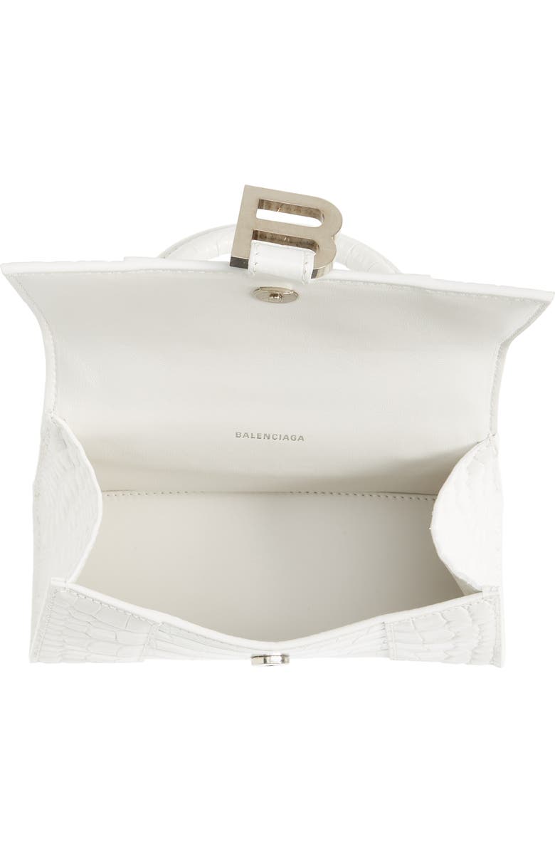 Balenciaga Extra Small Hourglass Croc Embossed Leather Top Handle Bag, Alternate, color,