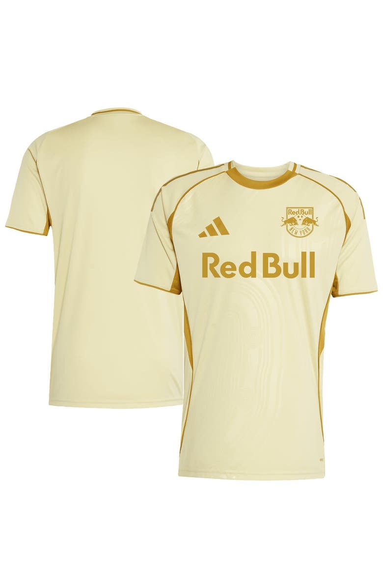 adidas Men's adidas Tan New York Red Bulls 2025 One Planet Pre-Match Top, Main, color, 