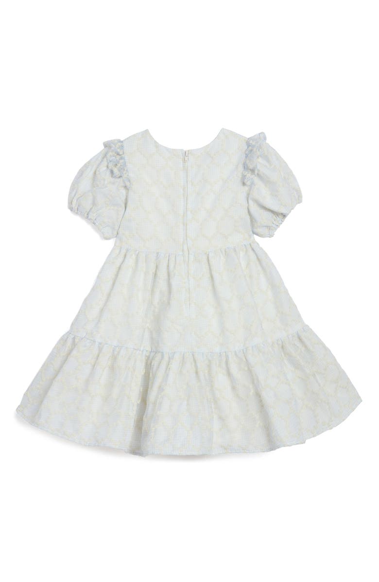 Pippa & Julie Kids' Leslie Embroidered Puff Sleeve Party Dress, Alternate, color, Blue/ White