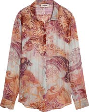 Desigual Embroidered Stripe Button-Up Top