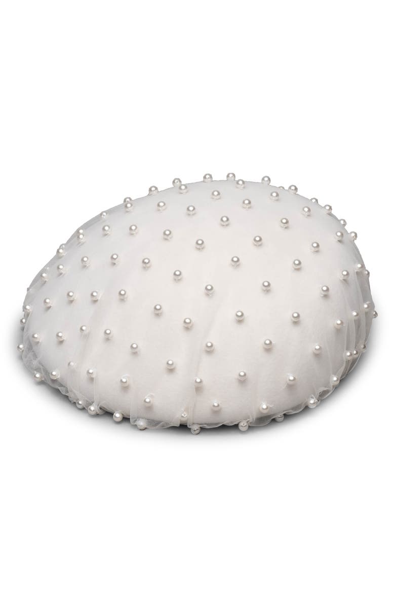 Eugenia Kim Coco Imitation Pearl Embellished Wool Beret, Main, color,