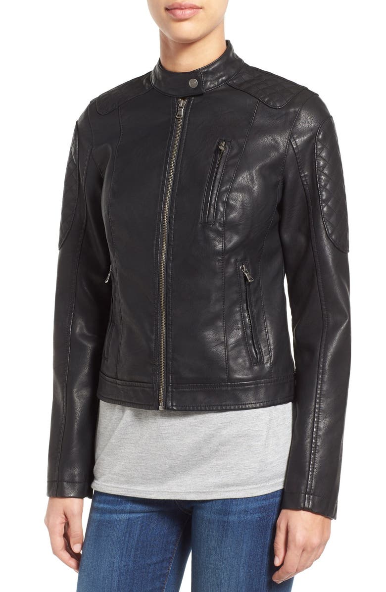 Levi's<sup>®</sup> Quilt Detail Faux Leather Racer Jacket, Alternate, color, 