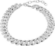 Adornia Pavé Cubic Zirconia Curb Chain Choker Necklace