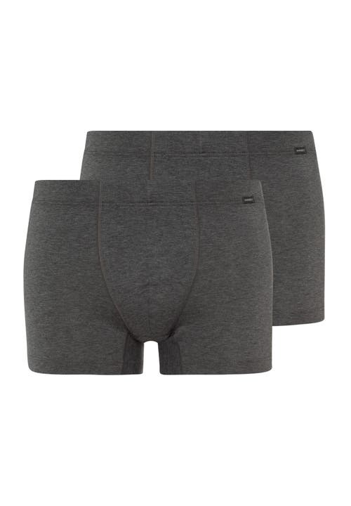 Hanro 2-pack Cotton Boxer Briefs With Covered Waistband In Coal Melange