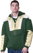 STARTER Men's Starter  Hunter Green/Cream Milwaukee Bucks Charger Half-Zip Pullover Jacket