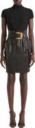 Balmain Belted lambskin skirt