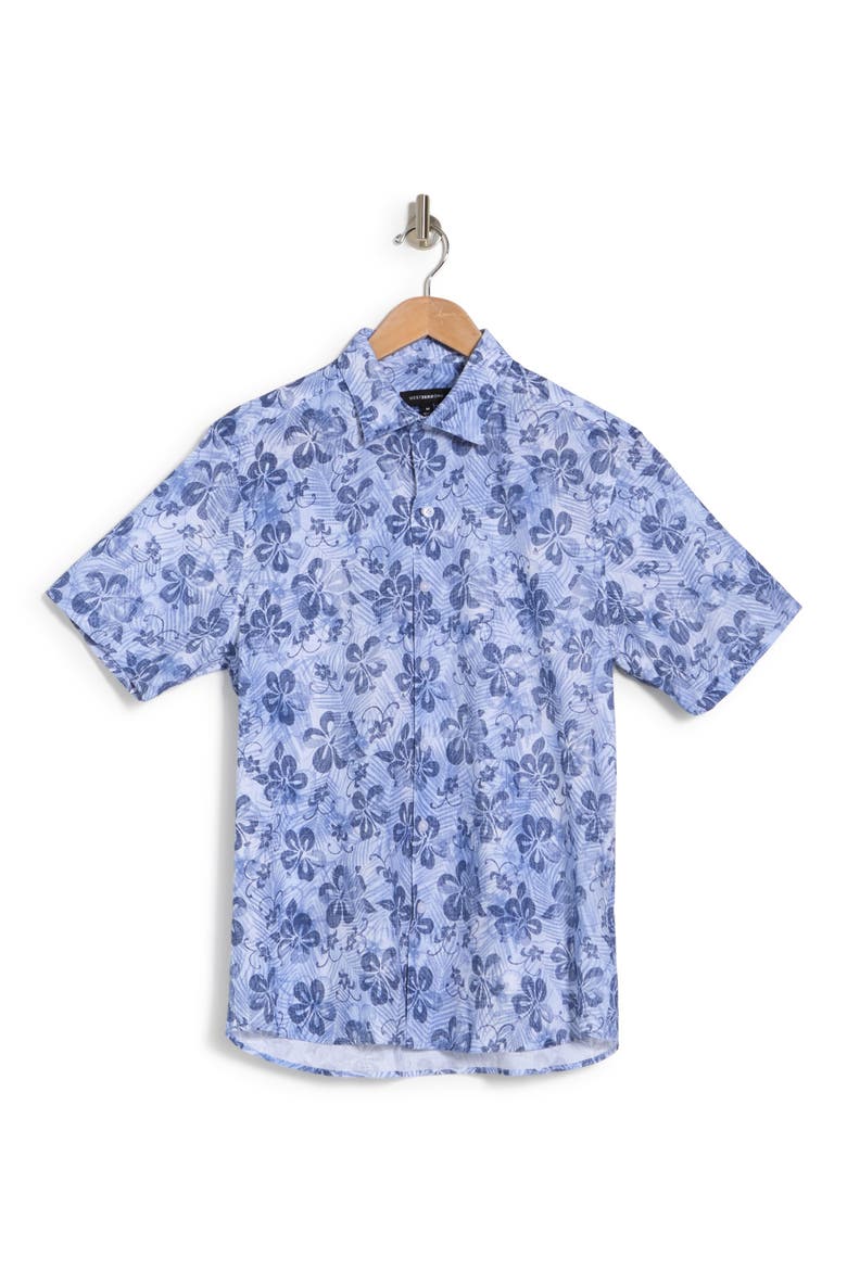 Balto Floral Short Sleeve Button-Up Shirt, Alternate, color, BLUE