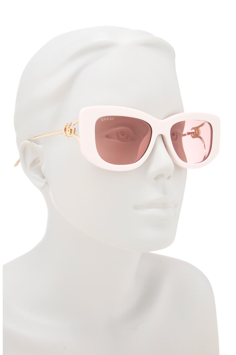 55mm Square Sunglasses, Alternate, color, IVORY GOLD RED
