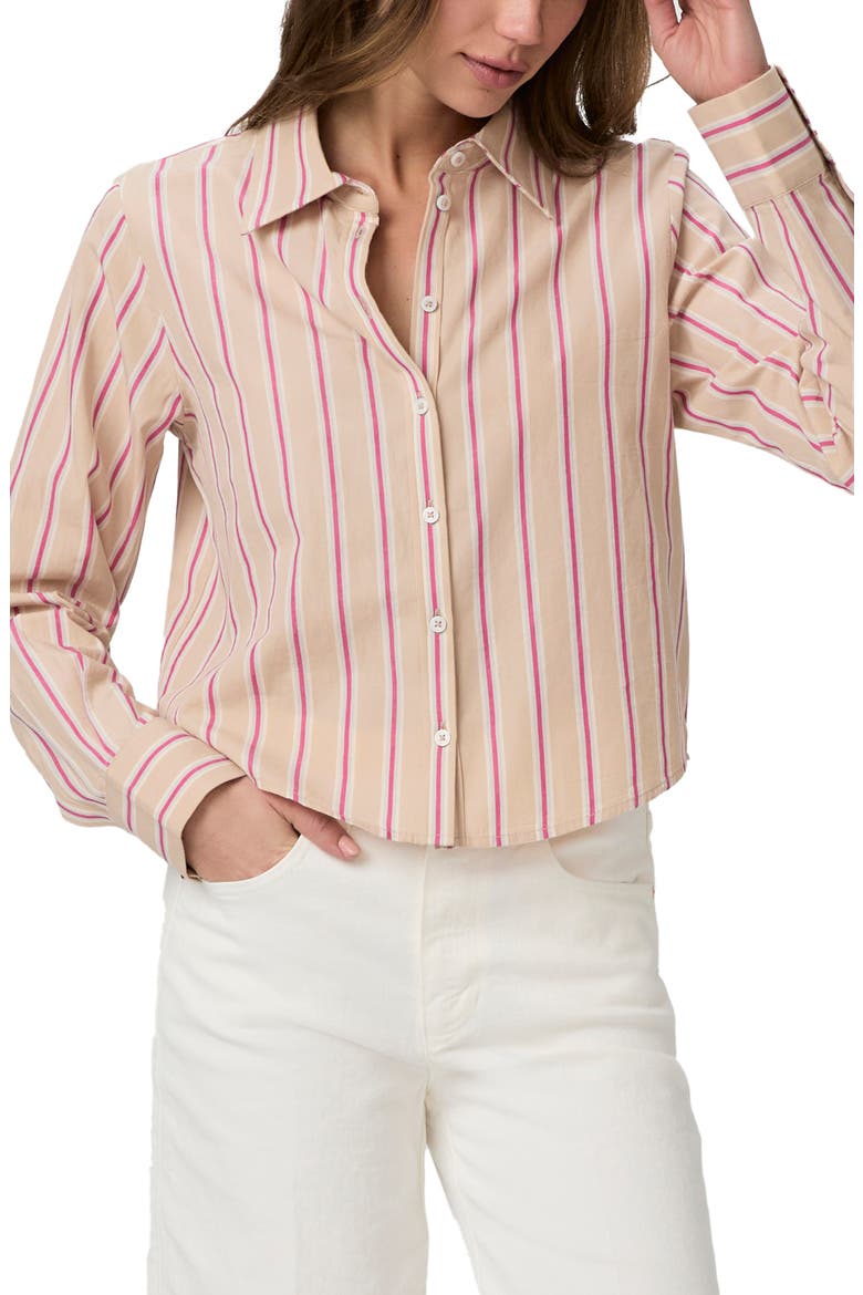 Doreen Stripe Crop Shirt, Main, color, CHAMPAGNE MULTI