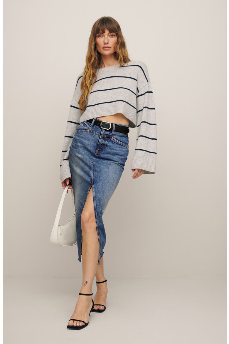 Jagger Denim Midi Skirt, Alternate, color, HEMLOCK