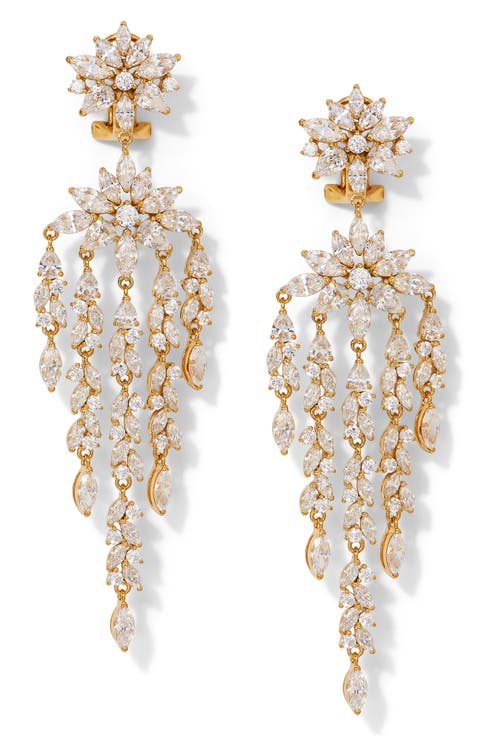 Sav Drama Cubic Zirconia Chandelier Earrings