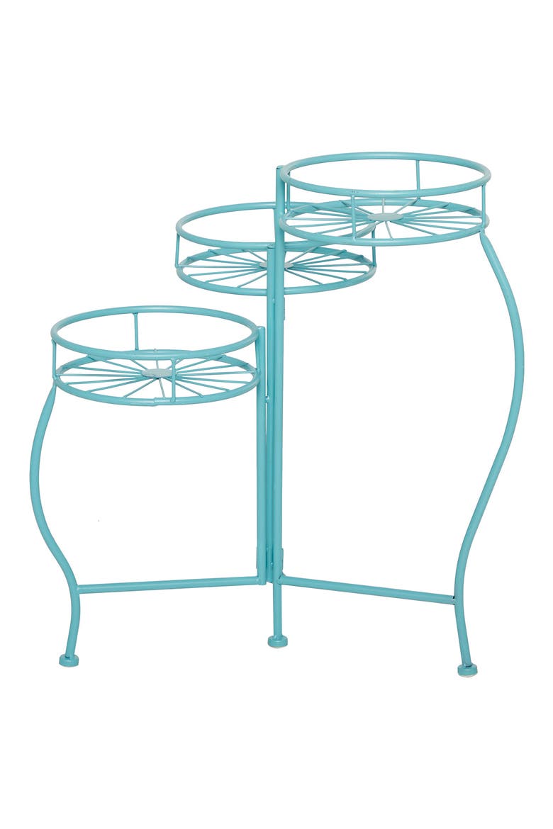 Blue Metal Indoor/Outdoor Three-Tier Starburst Plant Stand, Alternate, color, BLUE