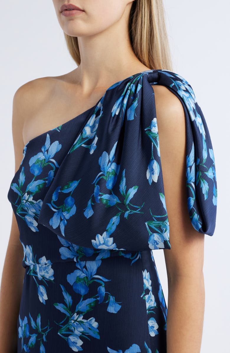 Sachin & Babi Chelsea Floral Print One-Shoulder Georgette Gown, Alternate, color, Night Sky Venetian Petal