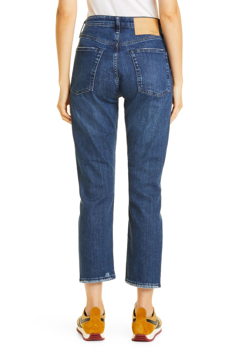 Maya Ripped High Waist Ankle Slim Straight Leg Jeans, Alternate, color, EMORY