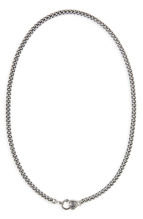 Men's Sapphire Rosette AA Curb Chain Necklace