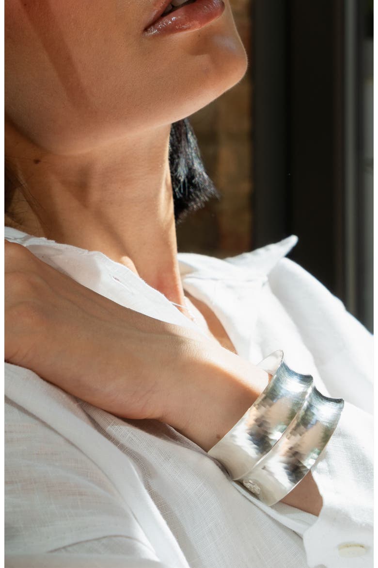 Double Concave Nomad Cuff, Alternate, color, Sterling Silver