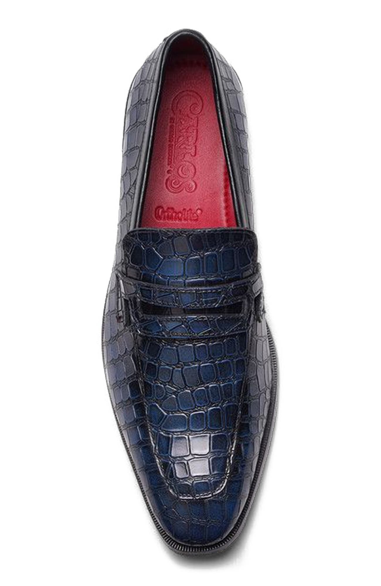 Nocturne Penny Loafer, Alternate, color, Navy Croco Print