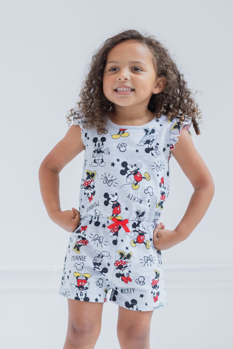 Sleeveless Skater Romper, Alternate, color, Minnie Mouse Multicolor