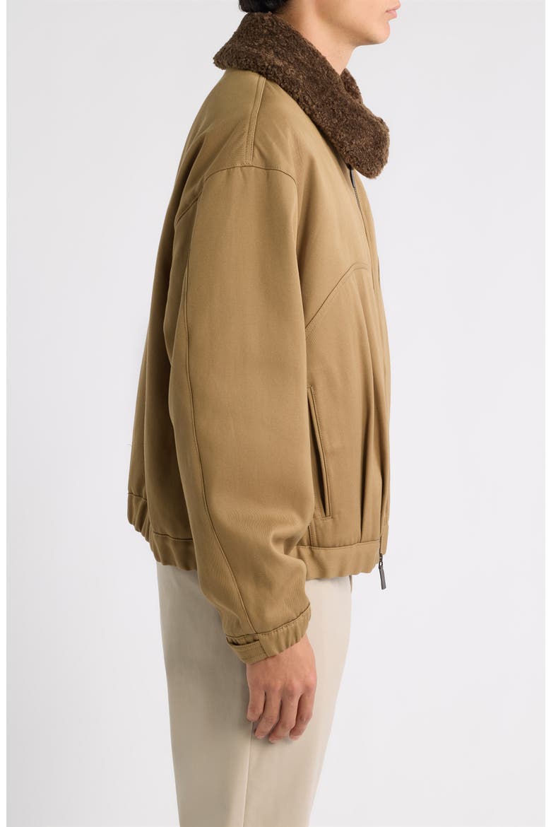 Faux Fur Collar Jacket, Alternate, color, BROWN