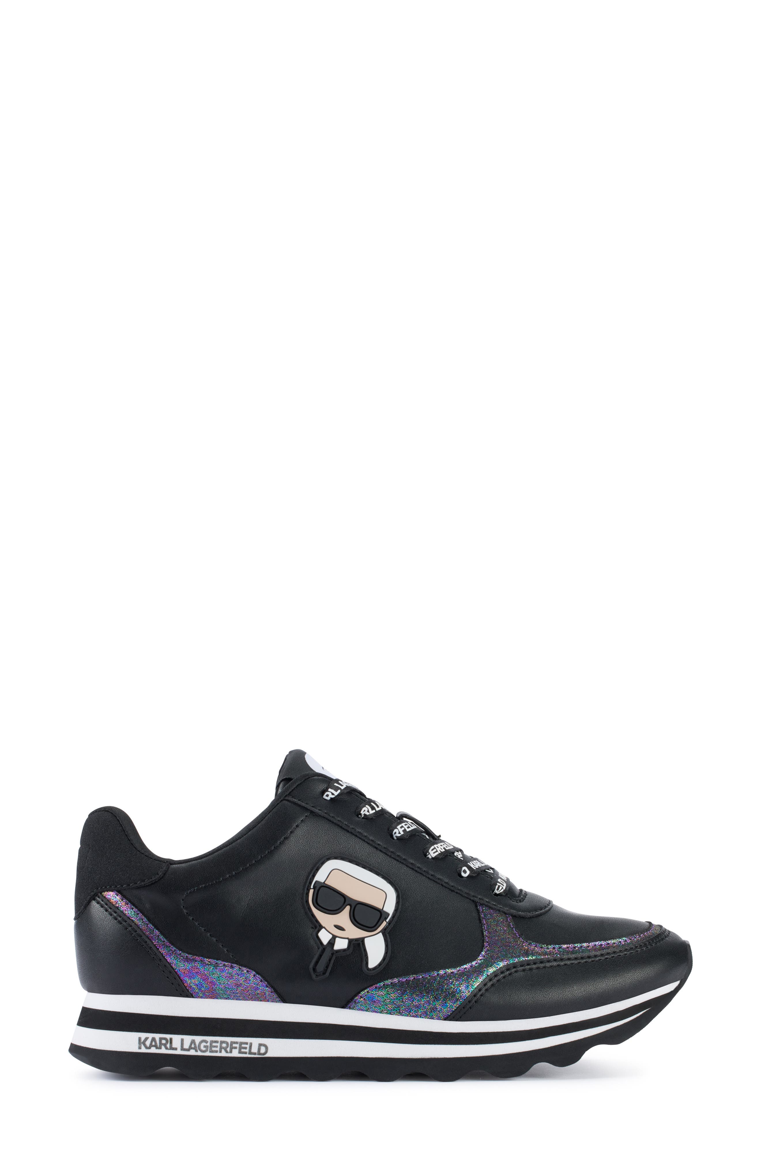 KARL LAGERFELD PARIS Platform Sneaker, Alternate, color, Black Multi