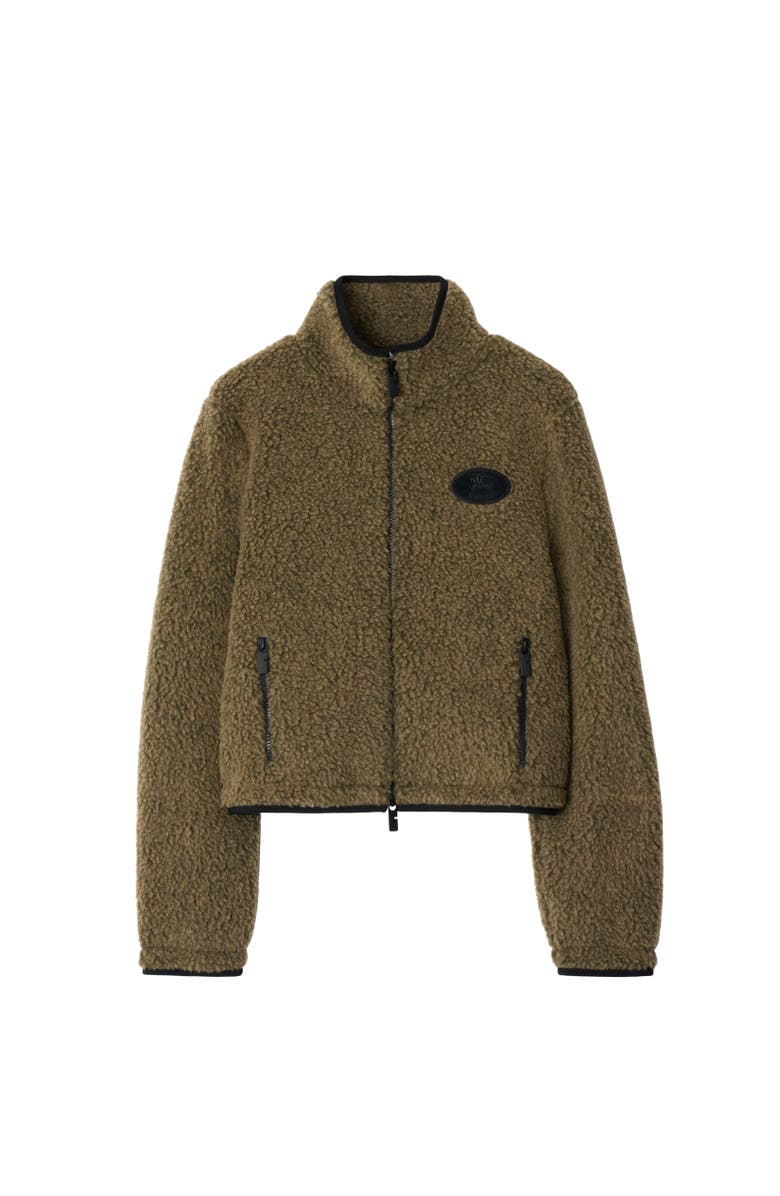 Burberry Cropped Fleece Jacket, Alternate, color, Mire Melange
