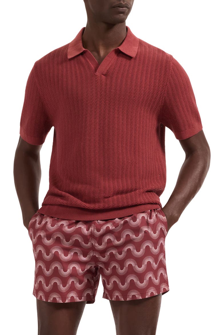 Cruz Print Swim Trunks, Main, color, RIO RED