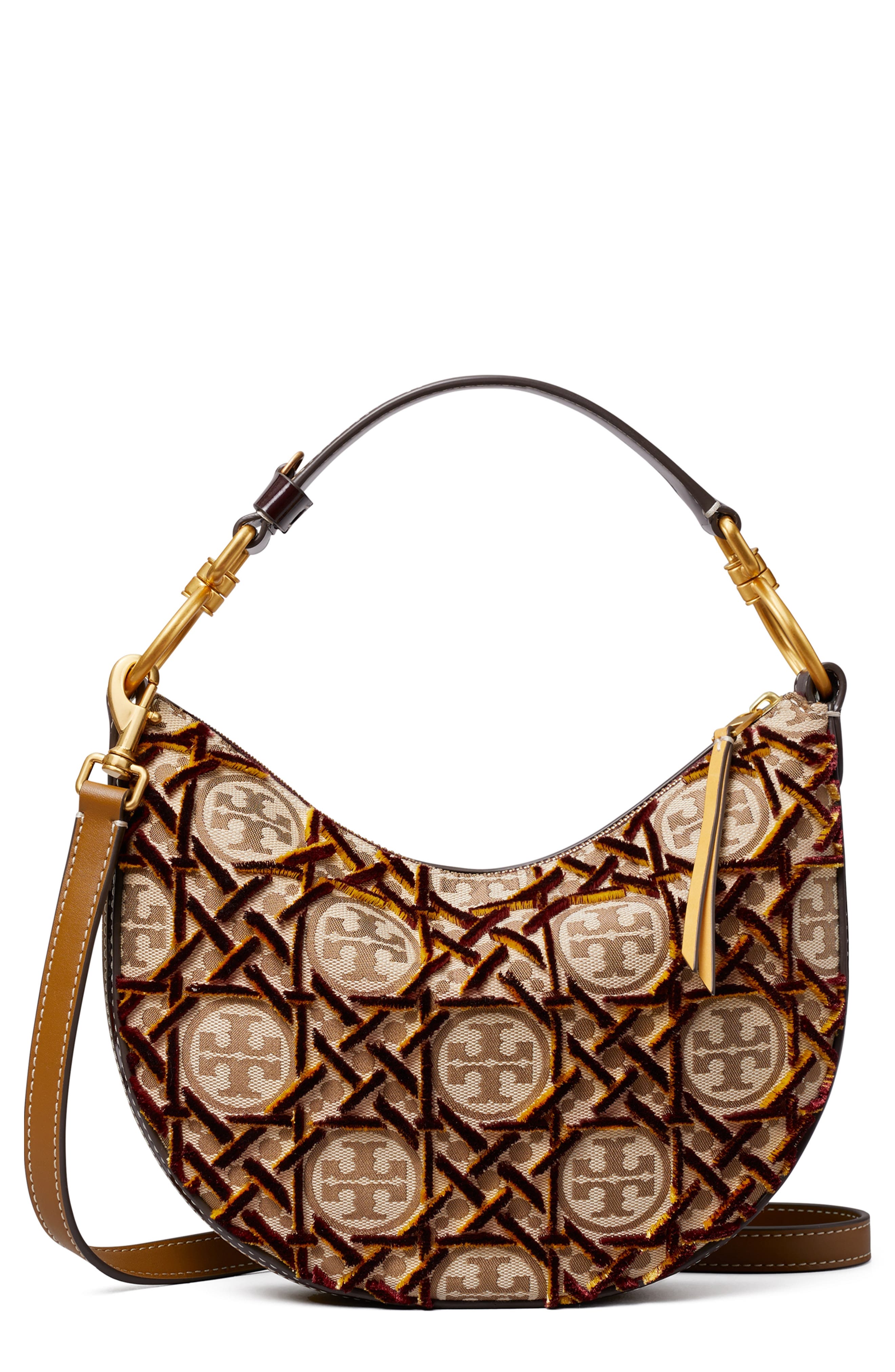 Tory Burch T Monogram Fil Coupé Crescent Shoulder Bag, Main, color, 