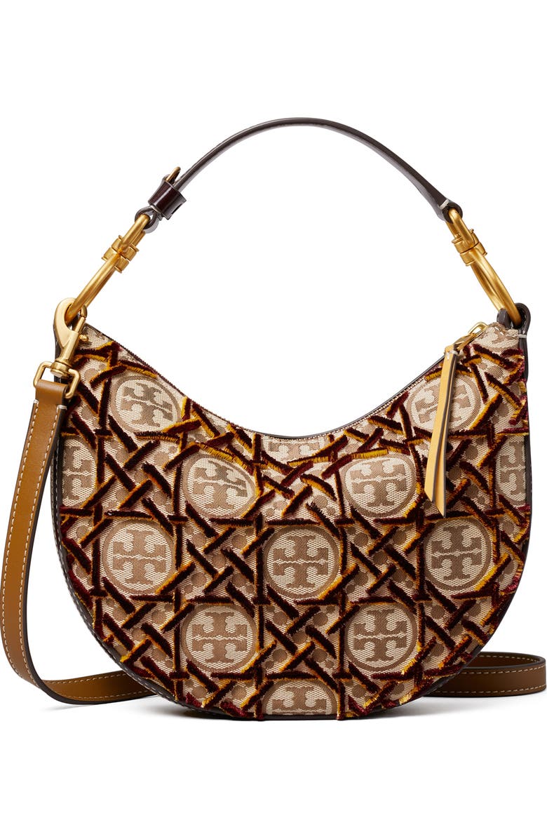 Tory Burch T Monogram Fil Coupé Crescent Shoulder Bag, Main, color,