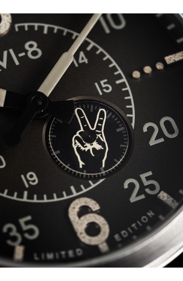 AVI-8 Spitfire Type 300 Automatic VE-Day 80th Anniversary Limited Edition Leather Strap Watch, 41mm, Alternate, color, Black