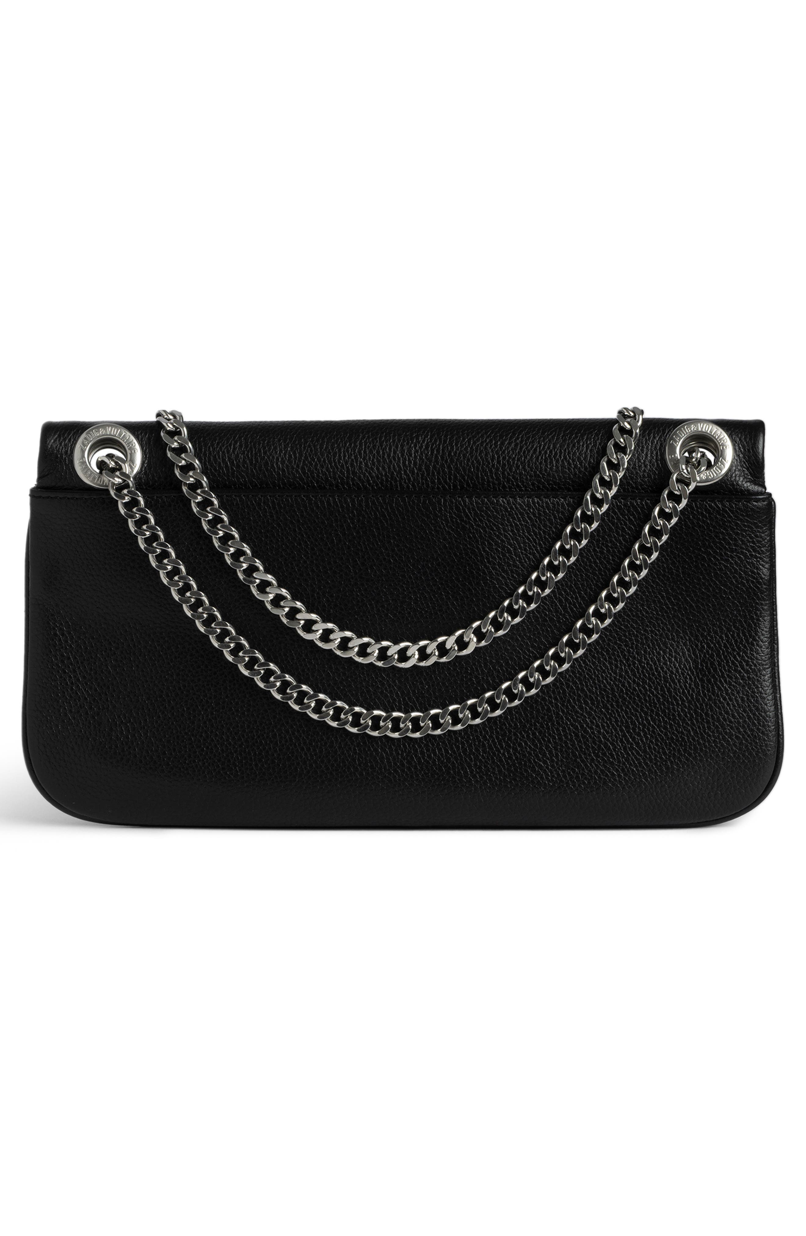 Zadig & Voltaire Rock II Grained Leather Crossbody Bag, Alternate, color, Black