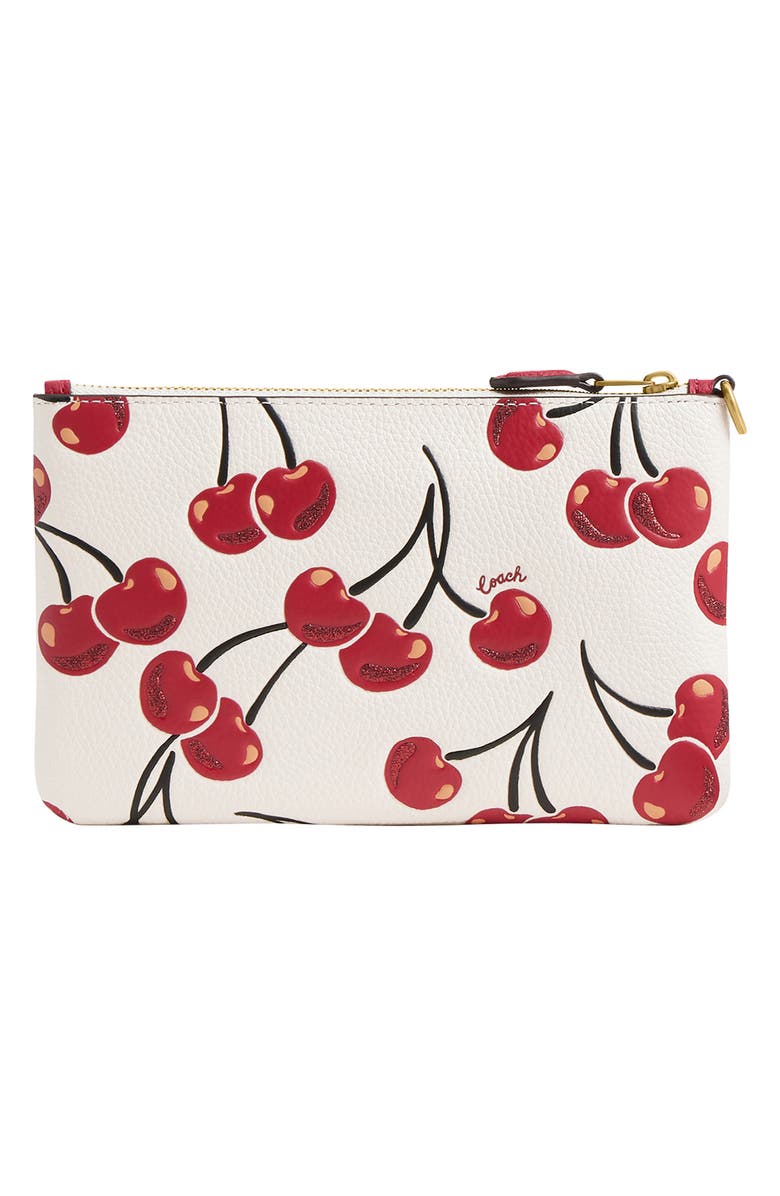 COACH Small Cherry Print Leather Boxed Wristlet, Alternate, color, 