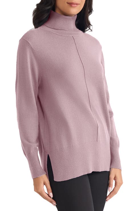 Turtleneck Seam Front Bouclé Sweater