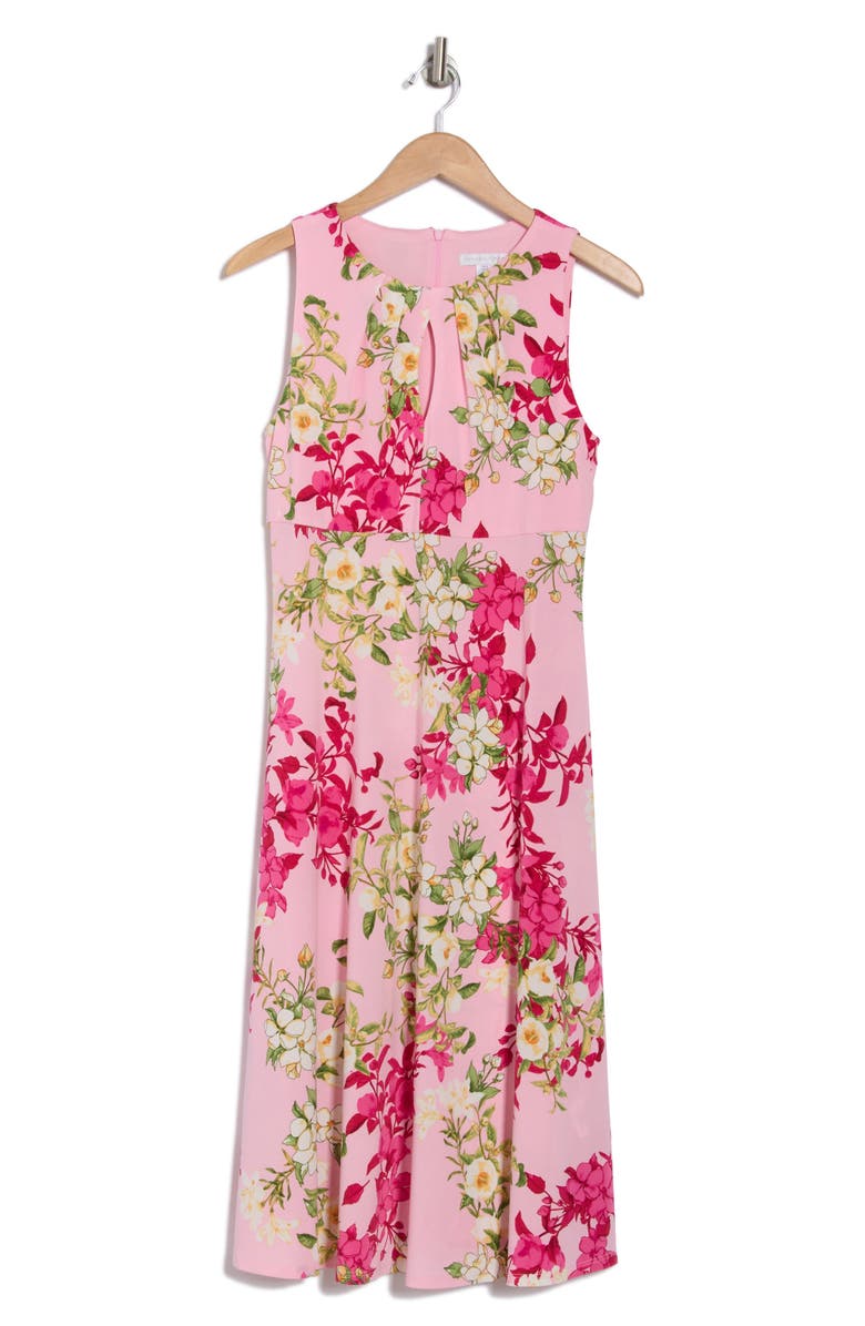 London Times Garden Medley Floral Keyhole Sleeveless Midi Dress, Alternate, color, Pink/ Yellow