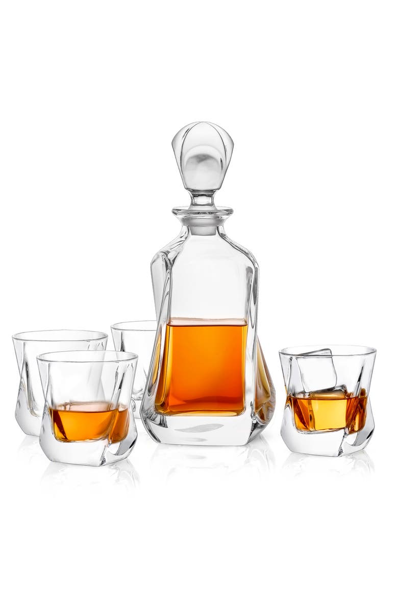JoyJolt Aurora Whiskey 5-Piece Crystal Set, Alternate, color, Clear