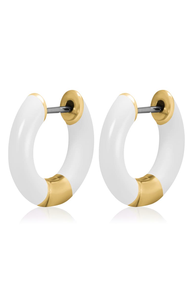 ES JEWELRY Tubular Enamel Hoop Earrings, Alternate, color, White