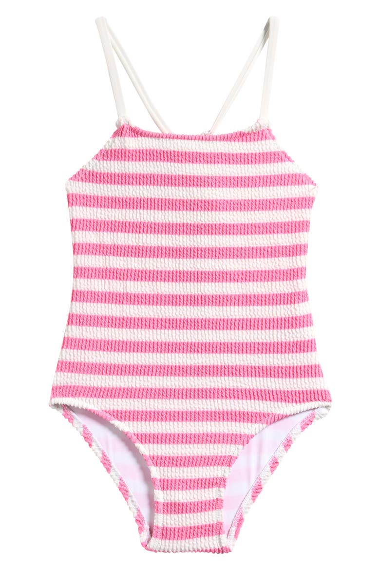 Kids' Textured One-Piece Swimsuit, Main, color, CANDY PINK
