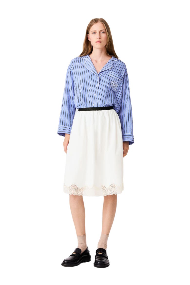 Mid-length cotton and lace skirt, Main, color, White
