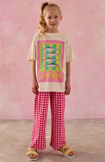 Kids' Lisbon Oversize Graphic T-Shirt & Textured Gingham Pants Set