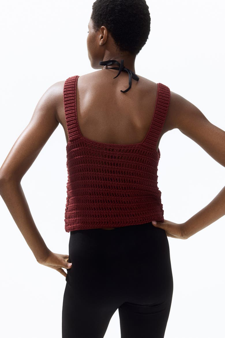 Crochet-look Top, Alternate, color, Dark rust red