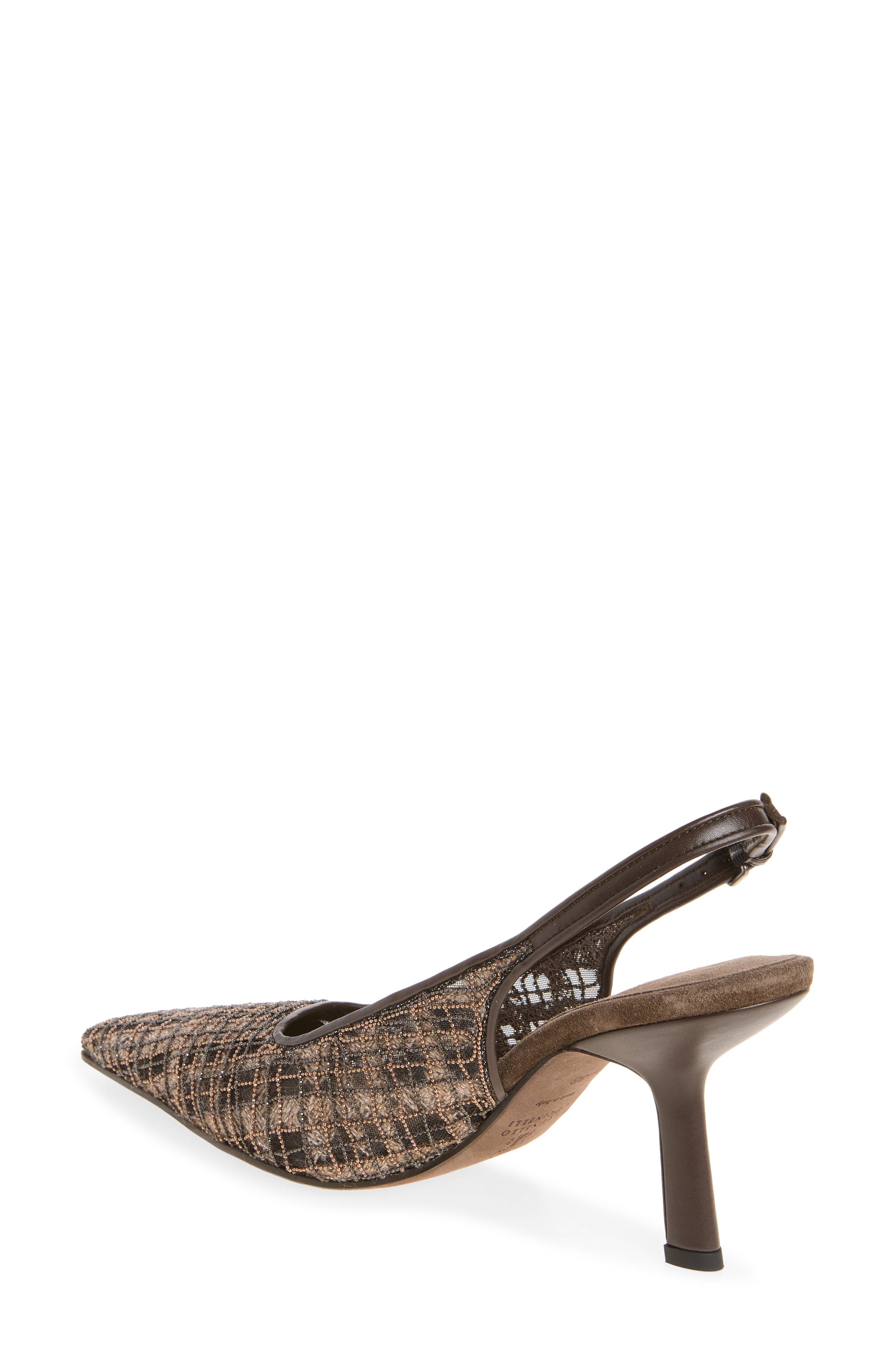 Monili Check Beaded Mesh Slingback Sandal, Alternate, color, C8279 TESTA MORO